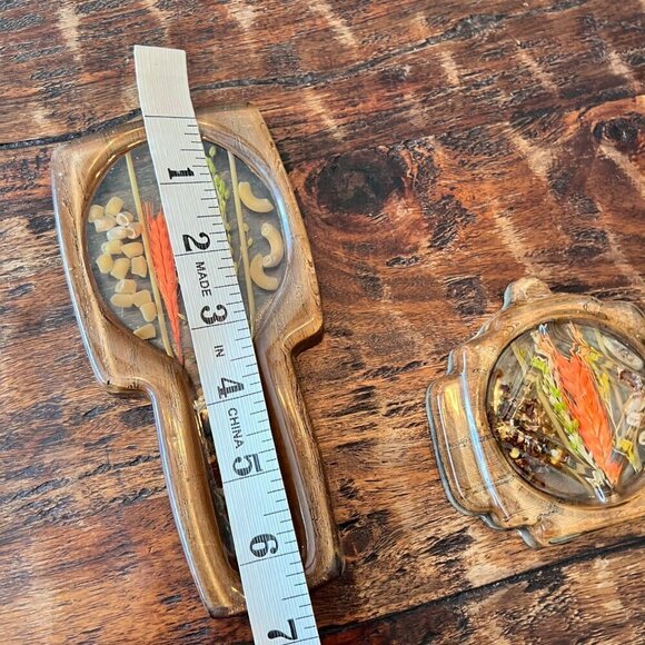 Mid Century Vomit Art Spoon Rests With Dried Flowers & Macaroni - Picture 5 of 6